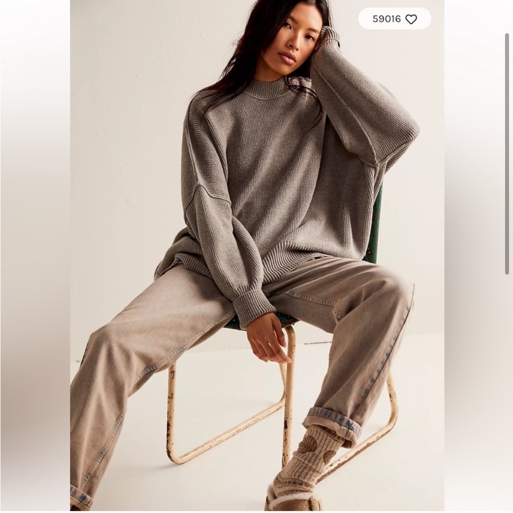 Free People Easy Street Tunic Sweater Gray